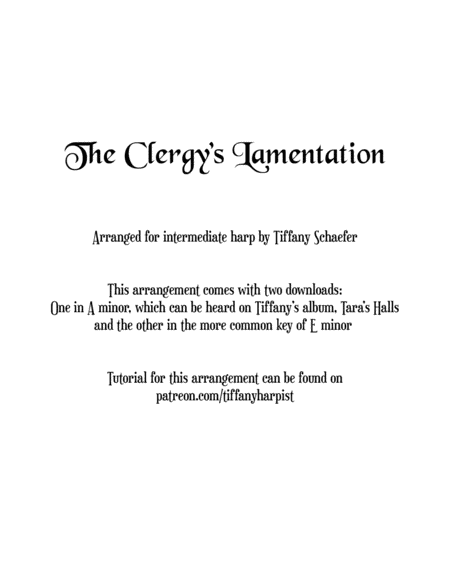 Free Sheet Music The Clergys Lamentation Harp Solo