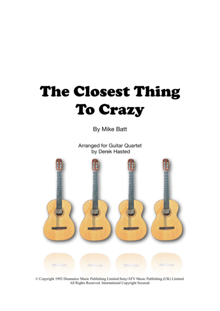 Free Sheet Music The Closest Thing To Crazy 4 Guitars Large Ensemble