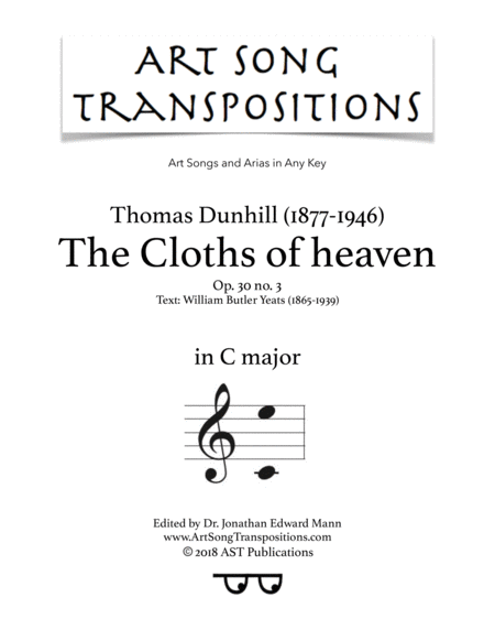 The Cloths Of Heaven Op 30 No 3 C Major Sheet Music