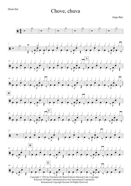 Free Sheet Music The Constant Rain Chove Chuva Drum Set