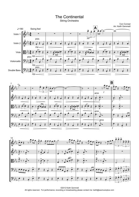 Free Sheet Music The Continental String Orchestra