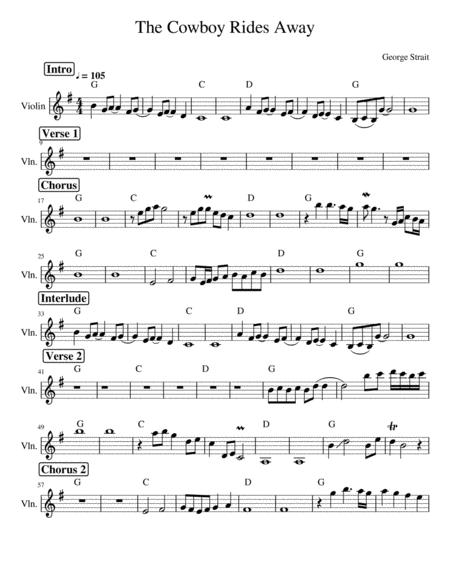 Free Sheet Music The Cowboy Rides Away George Straight Fiddle Arrangement