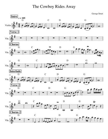 The Cowboy Rides Away George Straight Fiddle Arrangement Sheet Music