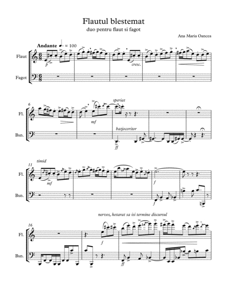 The Cursed Flute Flautul Blestemat Duo For Flute And Bassoon Sheet Music