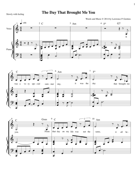 The Day That Brought Me You Sheet Music