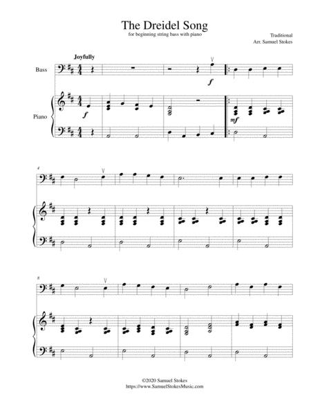 Free Sheet Music The Dreidel Song I Have A Little Dreidel For Beginning String Bass With Optional Piano Accompaniment