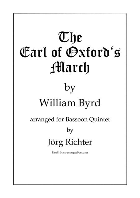 Free Sheet Music The Earl Of Oxfords March Fr Fagott Quintett