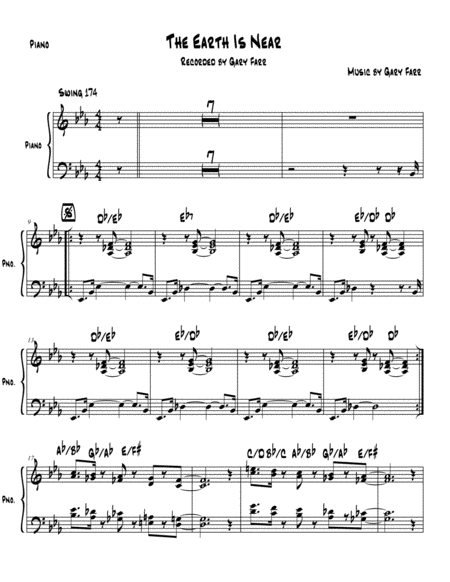 Free Sheet Music The Earth Is Near