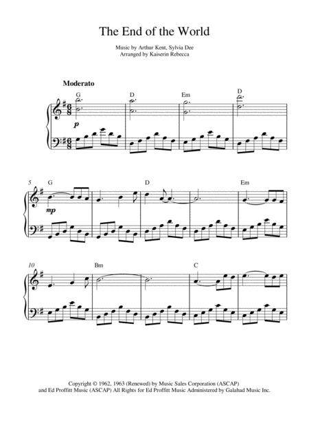 Free Sheet Music The End Of The World Piano Solo With Chords