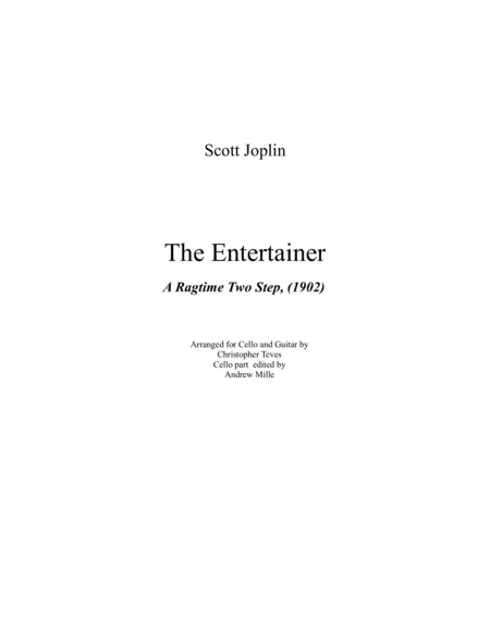 The Entertainer A Ragtime Two Step For Cello And Guitar Sheet Music