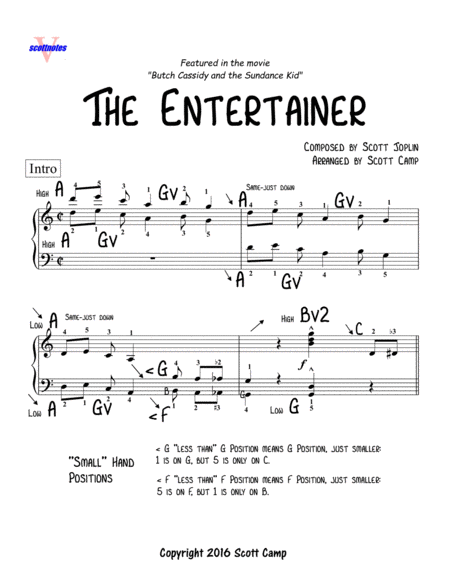 Free Sheet Music The Entertainer Early Intermediate Level