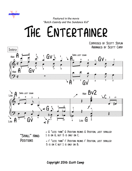 The Entertainer Early Intermediate Level Sheet Music