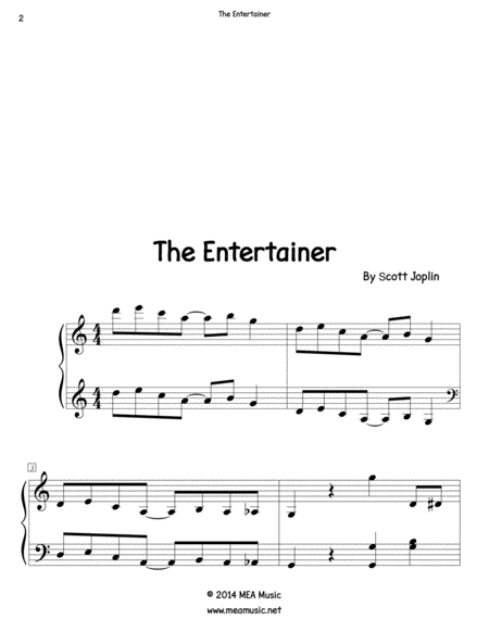 Free Sheet Music The Entertainer Easy