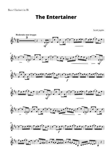 Free Sheet Music The Entertainer For Bass Clarinet