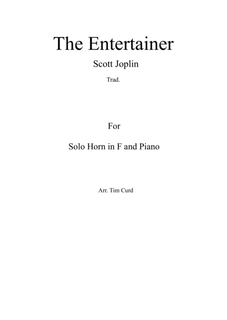 Free Sheet Music The Entertainer For Solo Horn In F And Piano