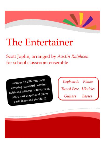 The Entertainer With Backing Track Western Classical Music Classroom Ensemble Keyboards Ukuleles Guitars Basses Tuned Percussion Piano Sheet Music