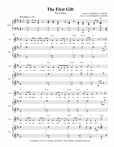 The First Gift Soprano Alto Duet Version Sheet Music