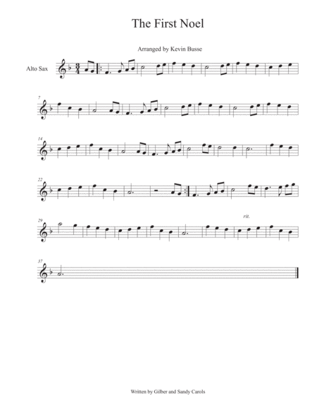 Free Sheet Music The First Noel Alto Sax