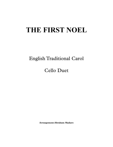 Free Sheet Music The First Noel Cello Duet Arrangement