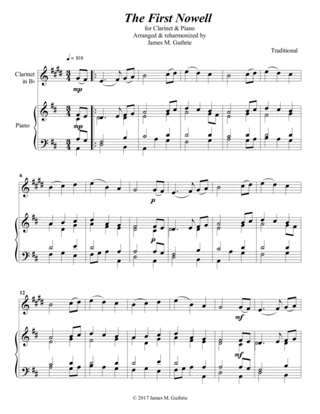 Free Sheet Music The First Noel For Clarinet Piano
