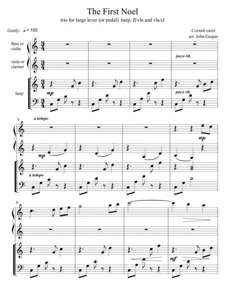 Free Sheet Music The First Noel For Harp Flute And Viola