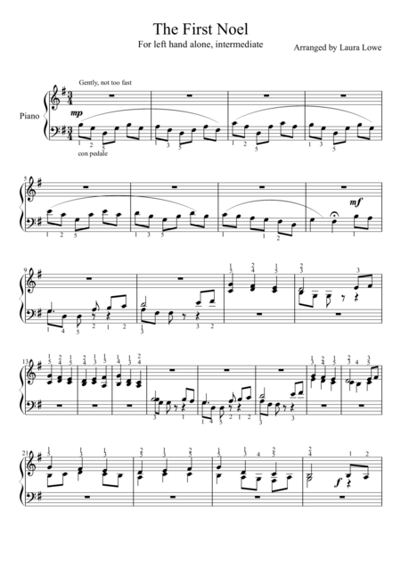 The First Noel For Lh Alone Sheet Music