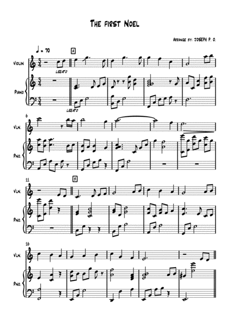 Free Sheet Music The First Noel Piano And Violin Duet