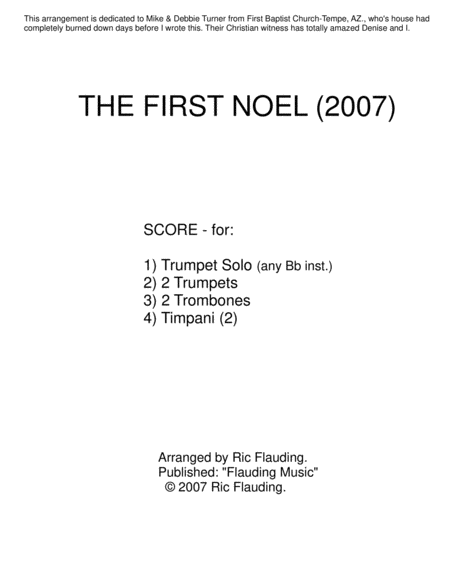 The First Noel Soloist Brass Timp Sheet Music