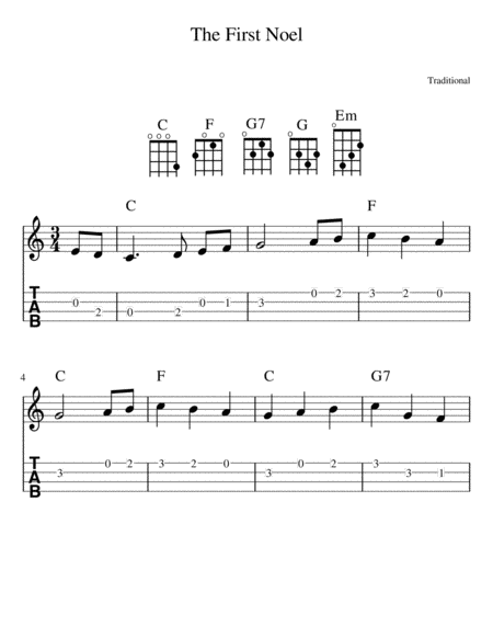 Free Sheet Music The First Noel Ukulele