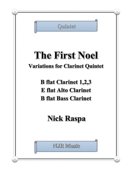 Free Sheet Music The First Noel Variations For Clarinet Quintet Score Parts