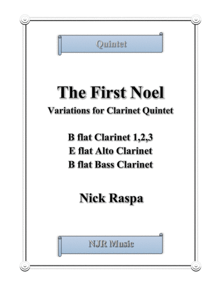 The First Noel Variations For Clarinet Quintet Score Parts Sheet Music