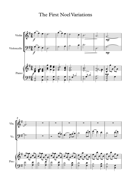 The First Noel Variations For Piano Trio Sheet Music