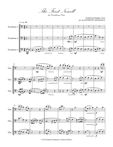 The First Nowell Trombone Trio Sheet Music