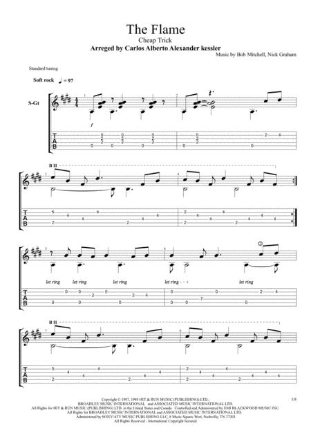 Free Sheet Music The Flame Fingerstyle Guitar