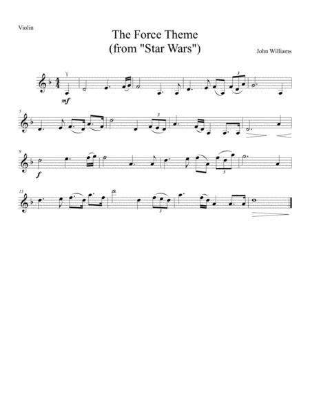 The Force Theme From Star Wars Easy Violin Solo Sheet Music