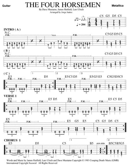 The Four Horsemen Guitar Tab Sheet Music