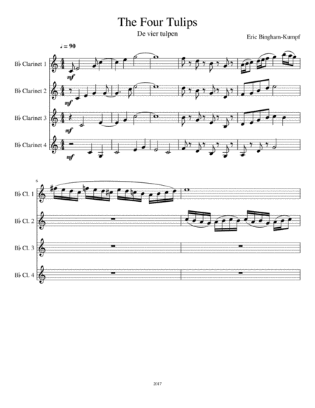 The Four Tulips De Vier Tulpen Sheet Music