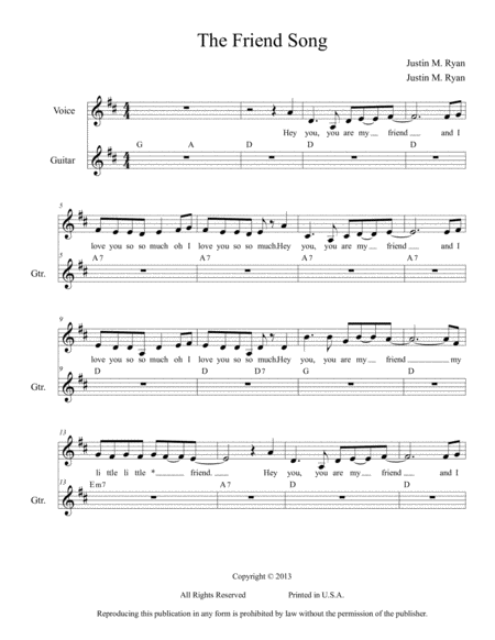 The Friend Song Sheet Music