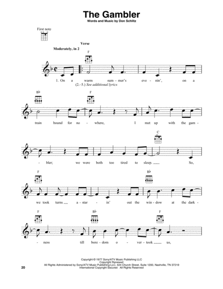 Free Sheet Music The Gambler