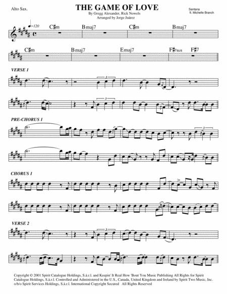 The Game Of Love Alto Sax Sheet Music