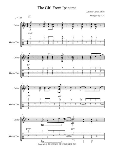 The Girl From Ipanema For Guitar Fingerstyle Sheet Music