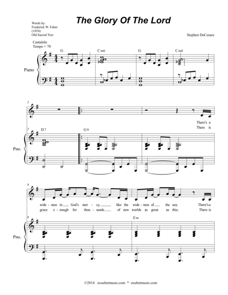 Free Sheet Music The Glory Of The Lord