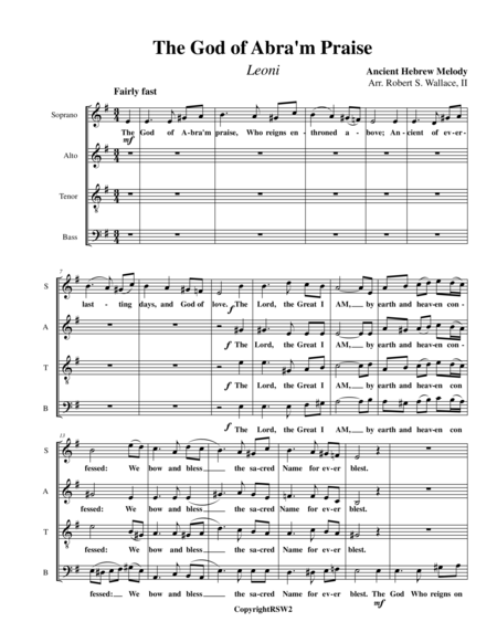 Free Sheet Music The God Of Abra M Praise