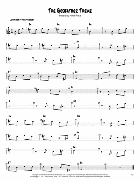 Free Sheet Music The Godfather Theme Lead Sheet