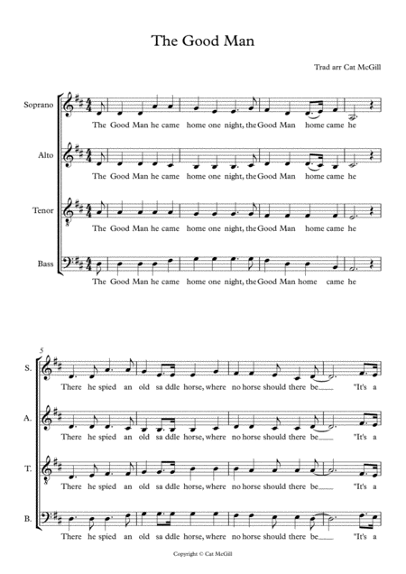 Free Sheet Music The Good Man English Folk Song Arranged For A Cappella Choir