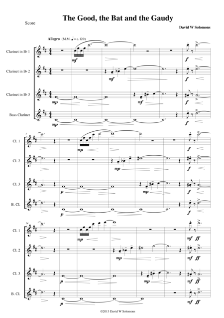 The Good The Bat And The Gaudy For Clarinet Quartet Sheet Music