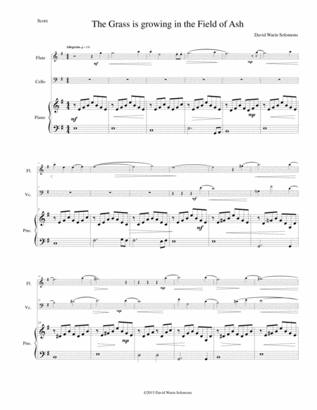 Free Sheet Music The Grass Is Growing In The Field Of Ash For Flute Cello And Piano