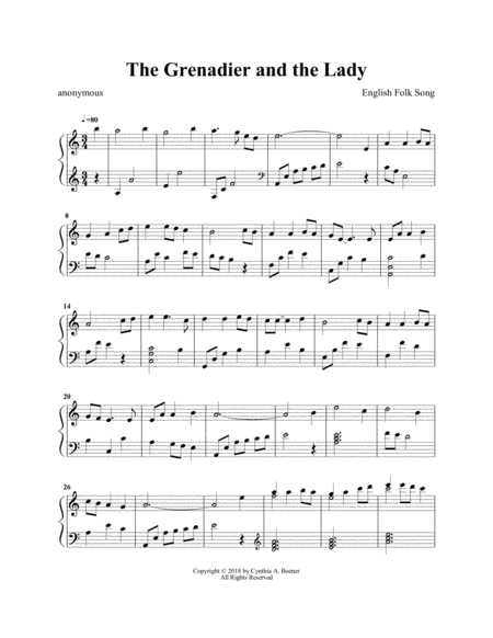 Free Sheet Music The Grenadier And The Lady