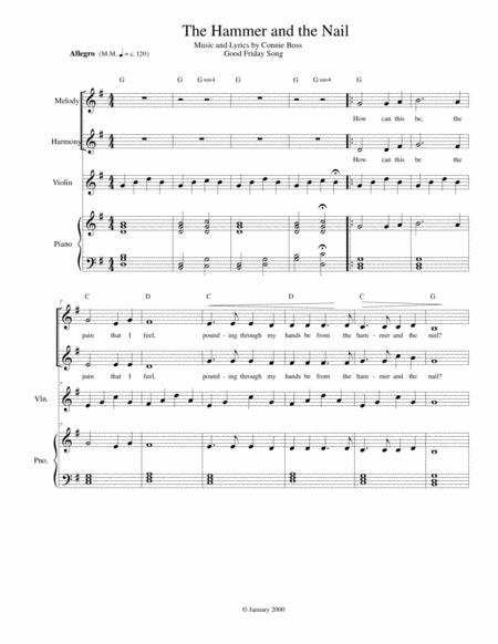 The Hammer And The Nail Good Friday Vocal Duet With Violin And Piano Sheet Music