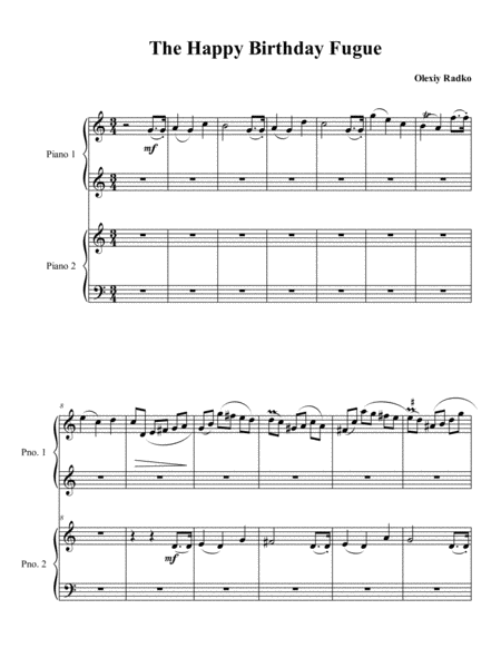 The Happy Birthday Fugue For 2 Pianos Sheet Music